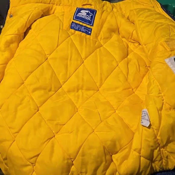 Vintage 90s Starter Notre Dame Fighting Irish College Jacket Blue Yellow Medium - Picture 12 of 16